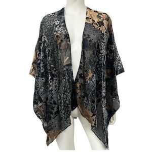 BOHO SUMMER Floral Burnout Kimono Blouse Festival Wrap OS
